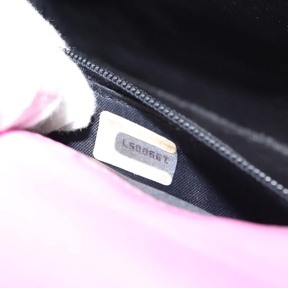 CHANEL V Stitch Hand Bag Satin Pink Gold CC Auth 146447