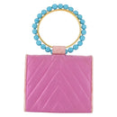 CHANEL V Stitch Hand Bag Satin Pink Gold CC Auth 146447-2