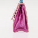 CHANEL V Stitch Hand Bag Satin Pink Gold CC Auth 146447-3