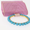 CHANEL V Stitch Hand Bag Satin Pink Gold CC Auth 146447-6