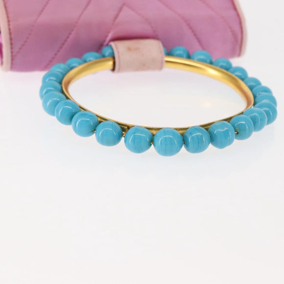 CHANEL V Stitch Hand Bag Satin Pink Gold CC Auth 146447