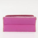 CHANEL V Stitch Hand Bag Satin Pink Gold CC Auth 146447-5