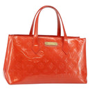 LOUIS VUITTON Vernis Bluebird Wilshire PM Bag Orenge Sunset M93644 Auth 146475-1