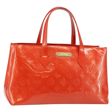 LOUIS VUITTON Vernis Bluebird Wilshire PM Bag Orenge Sunset M93644 Auth 146475