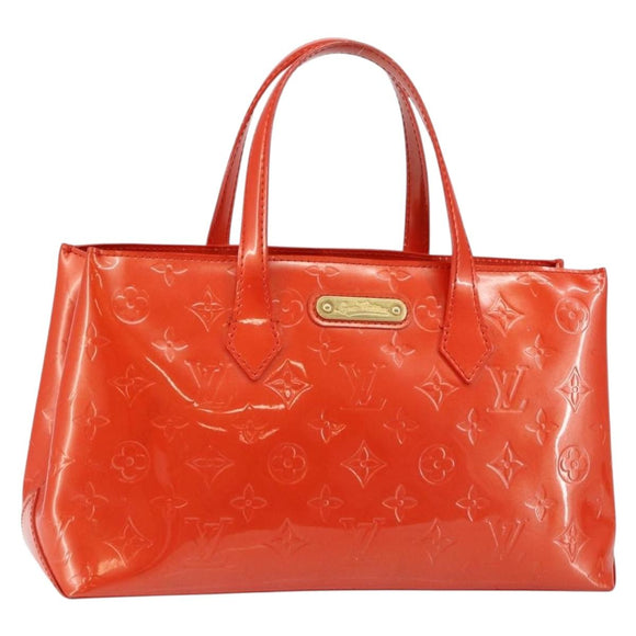 LOUIS VUITTON Vernis Bluebird Wilshire PM Bag Orenge Sunset M93644 Auth 146475