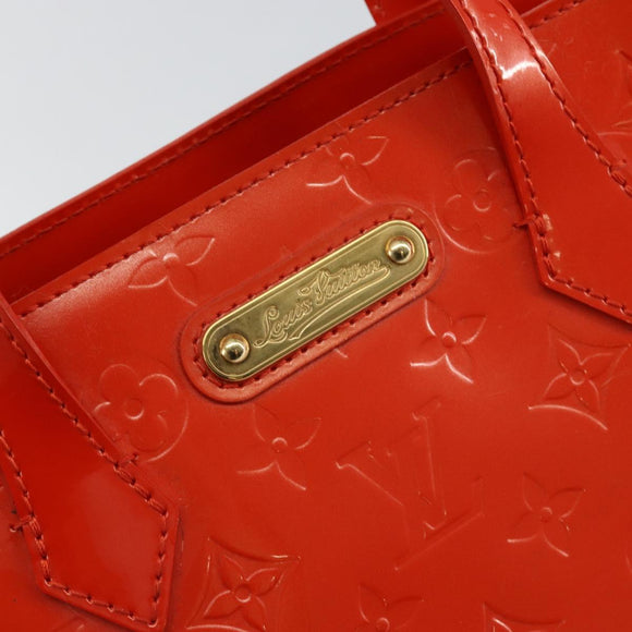 LOUIS VUITTON Vernis Bluebird Wilshire PM Bag Orenge Sunset M93644 Auth 146475