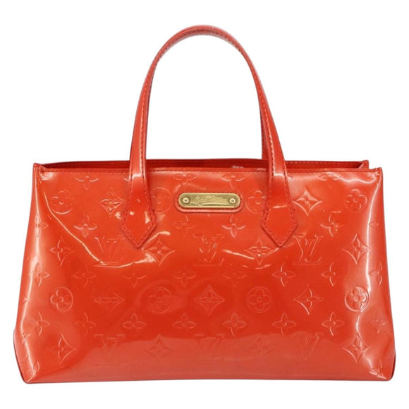 LOUIS VUITTON Vernis Bluebird Wilshire PM Bag Orenge Sunset M93644 Auth 146475