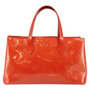 LOUIS VUITTON Vernis Bluebird Wilshire PM Bag Orenge Sunset M93644 Auth 146475-2