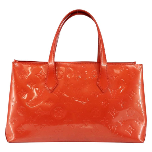 LOUIS VUITTON Vernis Bluebird Wilshire PM Bag Orenge Sunset M93644 Auth 146475