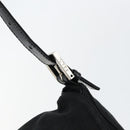 FENDI Mamma Baguette Shoulder Bag Nylon Black Silver Auth 146480-17