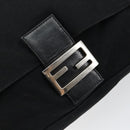 FENDI Mamma Baguette Shoulder Bag Nylon Black Silver Auth 146480-18