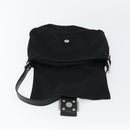 FENDI Mamma Baguette Shoulder Bag Nylon Black Silver Auth 146480-10