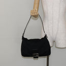 FENDI Mamma Baguette Shoulder Bag Nylon Black Silver Auth 146480-24