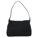 FENDI Mamma Baguette Shoulder Bag Nylon Black Silver Auth 146480-2