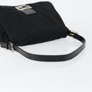 FENDI Mamma Baguette Shoulder Bag Nylon Black Silver Auth 146480-7