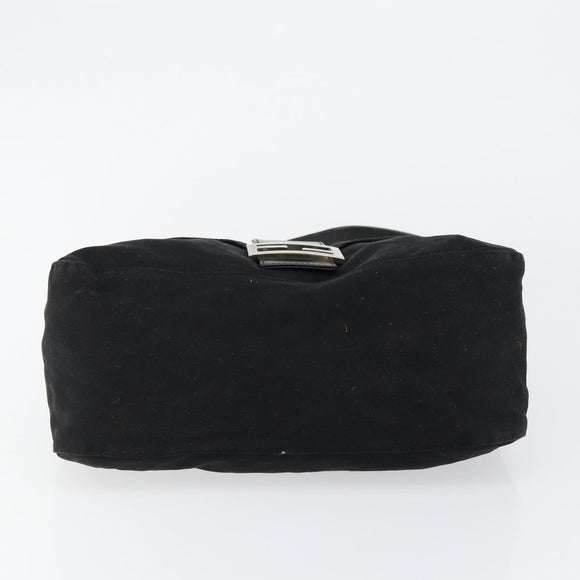 FENDI Mamma Baguette Shoulder Bag Nylon Black Silver Auth 146480
