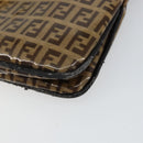 FENDI Zucchino Canvas Mamma Baguette Shoulder Bag Enamel Beige Gold Auth 146481-9