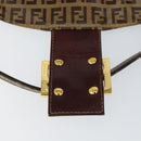 FENDI Zucchino Canvas Mamma Baguette Shoulder Bag Enamel Beige Gold Auth 146481-10
