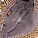 FENDI Zucchino Canvas Mamma Baguette Shoulder Bag Enamel Beige Gold Auth 146481-11