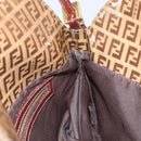 FENDI Zucchino Canvas Mamma Baguette Shoulder Bag Enamel Beige Gold Auth 146481-21