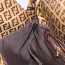 FENDI Zucchino Canvas Mamma Baguette Shoulder Bag Enamel Beige Gold Auth 146481-22