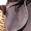 FENDI Zucchino Canvas Mamma Baguette Shoulder Bag Enamel Beige Gold Auth 146481-23