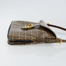 FENDI Zucchino Canvas Mamma Baguette Shoulder Bag Enamel Beige Gold Auth 146481-3