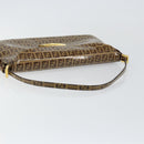 FENDI Zucchino Canvas Mamma Baguette Shoulder Bag Enamel Beige Gold Auth 146481-7