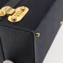 FENDI Pecan Canvas Hand Bag PVC Navy Gold Auth 146482-8