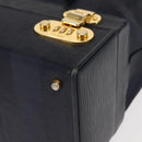 FENDI Pecan Canvas Hand Bag PVC Navy Gold Auth 146482-15