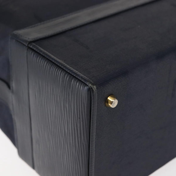 FENDI Pecan Canvas Hand Bag PVC Navy Gold Auth 146482