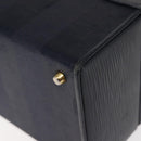 FENDI Pecan Canvas Hand Bag PVC Navy Gold Auth 146482-17