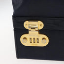 FENDI Pecan Canvas Hand Bag PVC Navy Gold Auth 146482-21