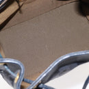 FENDI Pecan Canvas Hand Bag PVC Navy Gold Auth 146482-9