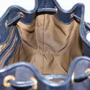 FENDI Pecan Canvas Hand Bag PVC Navy Gold Auth 146482-23