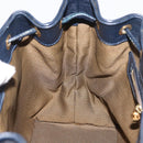 FENDI Pecan Canvas Handtas PVC Navy Goud Auth 146482-24