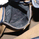 FENDI Pecan Canvas Hand Bag PVC Navy Gold Auth 146482-25