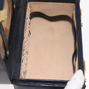 FENDI Pecan Canvas Hand Bag PVC Navy Gold Auth 146482-11