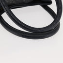FENDI Pecan Canvas Handtas PVC Navy Goud Auth 146482-7