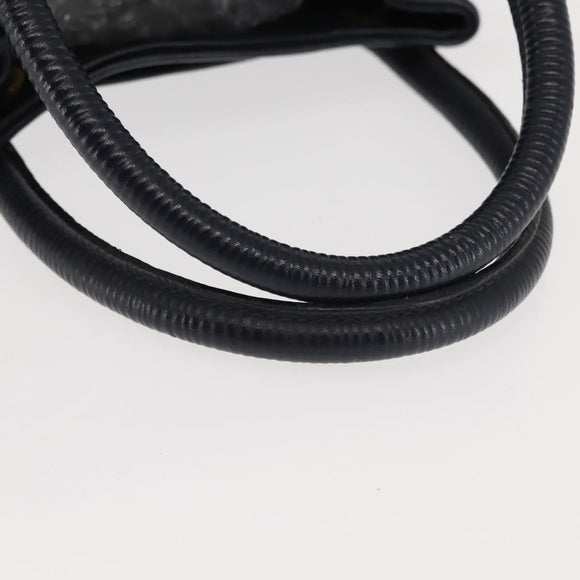 FENDI Pecan Canvas Handtas PVC Navy Goud Auth 146482