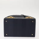 FENDI Pecan Canvas Hand Bag PVC Navy Gold Auth 146482-5