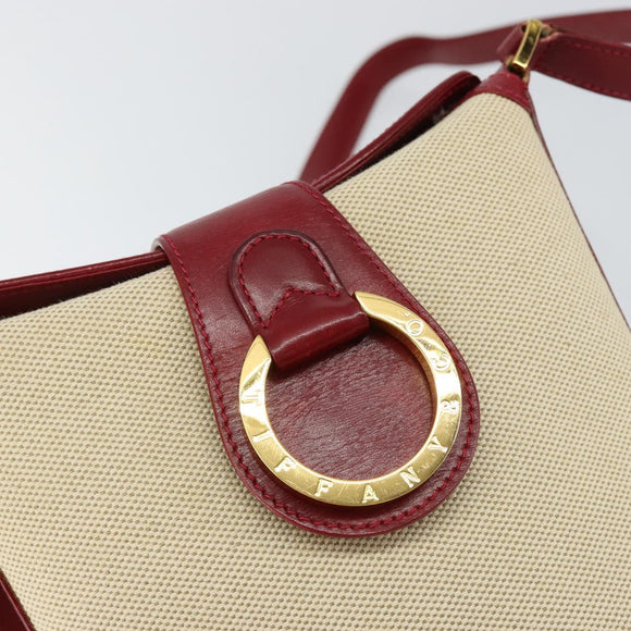 TIFFANY&Co. Shoulder Bag Canvas Beige Gold Auth 146483