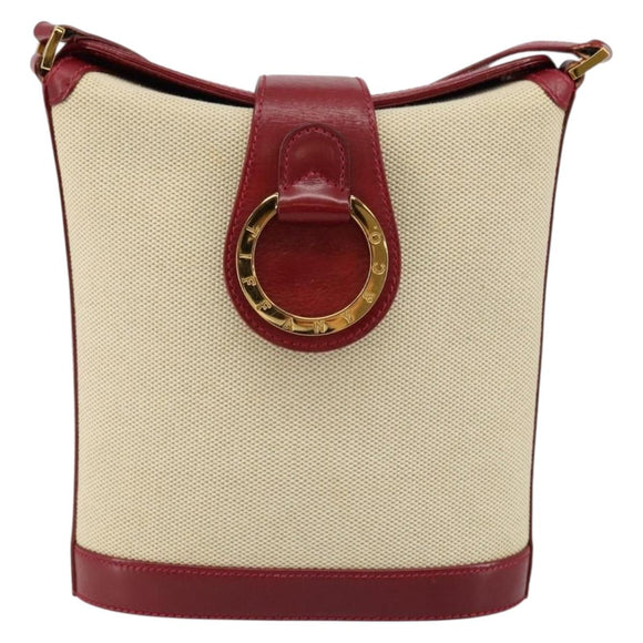 TIFFANY&Co. Shoulder Bag Canvas Beige Gold Auth 146483