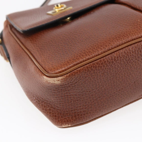 CELINE Shoulder Bag Leather Brown Auth 146484