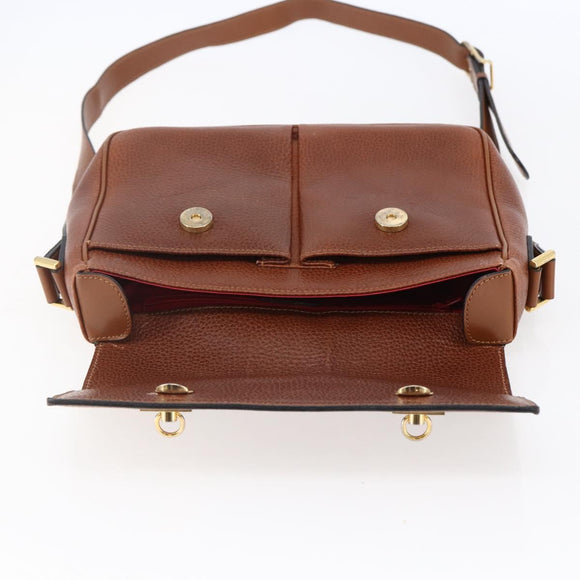 CELINE Shoulder Bag Leather Brown Auth 146484