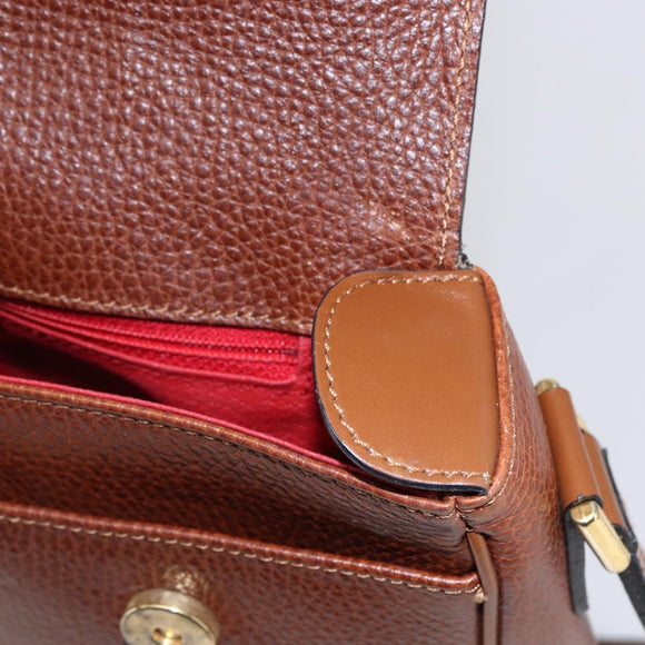 CELINE Shoulder Bag Leather Brown Auth 146484