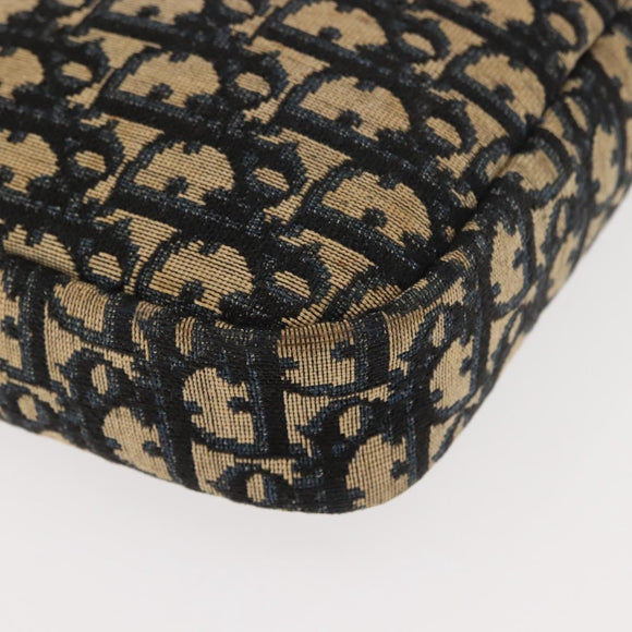 Christian Dior Trotter Canvas Shoulder Bag Navy Gold Auth 146485