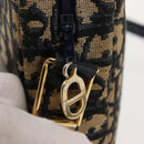Christian Dior Trotter Canvas Shoulder Bag Navy Gold Auth 146485-11