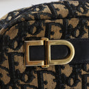 Christian Dior Trotter Canvas Shoulder Bag Navy Gold Auth 146485-17