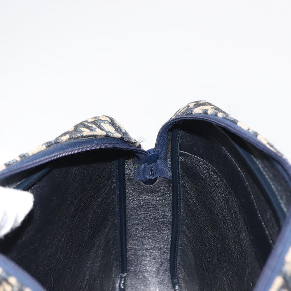 Christian Dior Trotter Canvas Shoulder Bag Navy Gold Auth 146485